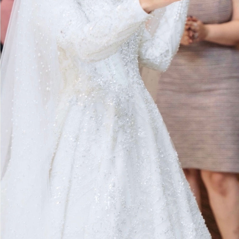 Royal Beaded Modest Wedding Dress (White/Ivory) - Picture 7 of 10